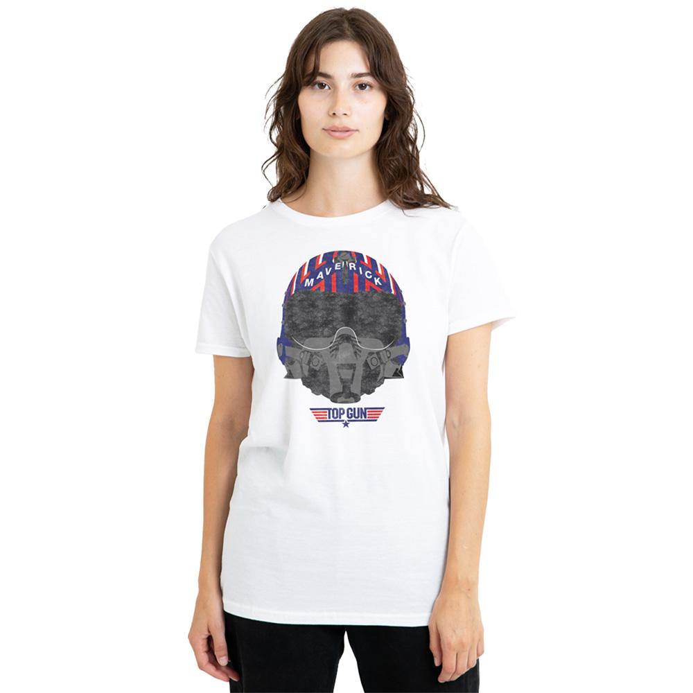 White - Lifestyle - Top Gun Womens-Ladies Maverick Helmet T-Shirt