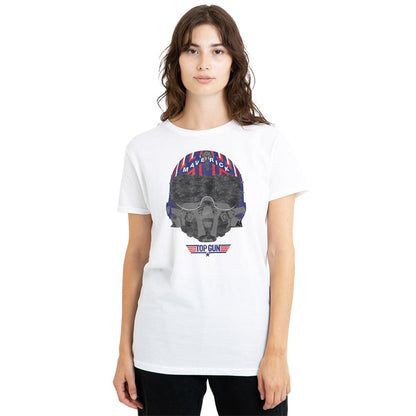 White - Lifestyle - Top Gun Womens-Ladies Maverick Helmet T-Shirt