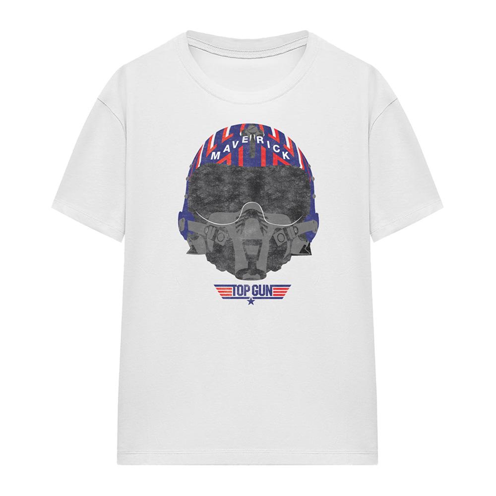 White - Front - Top Gun Womens-Ladies Maverick Helmet T-Shirt