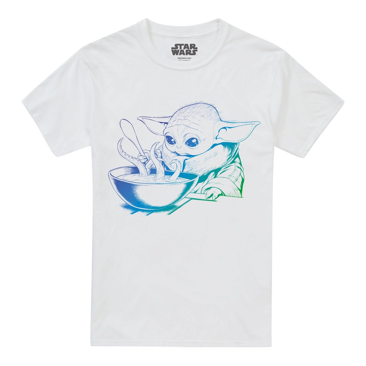 White - Front - Star Wars Mandalorian Mens Grogu Gradient T-Shirt