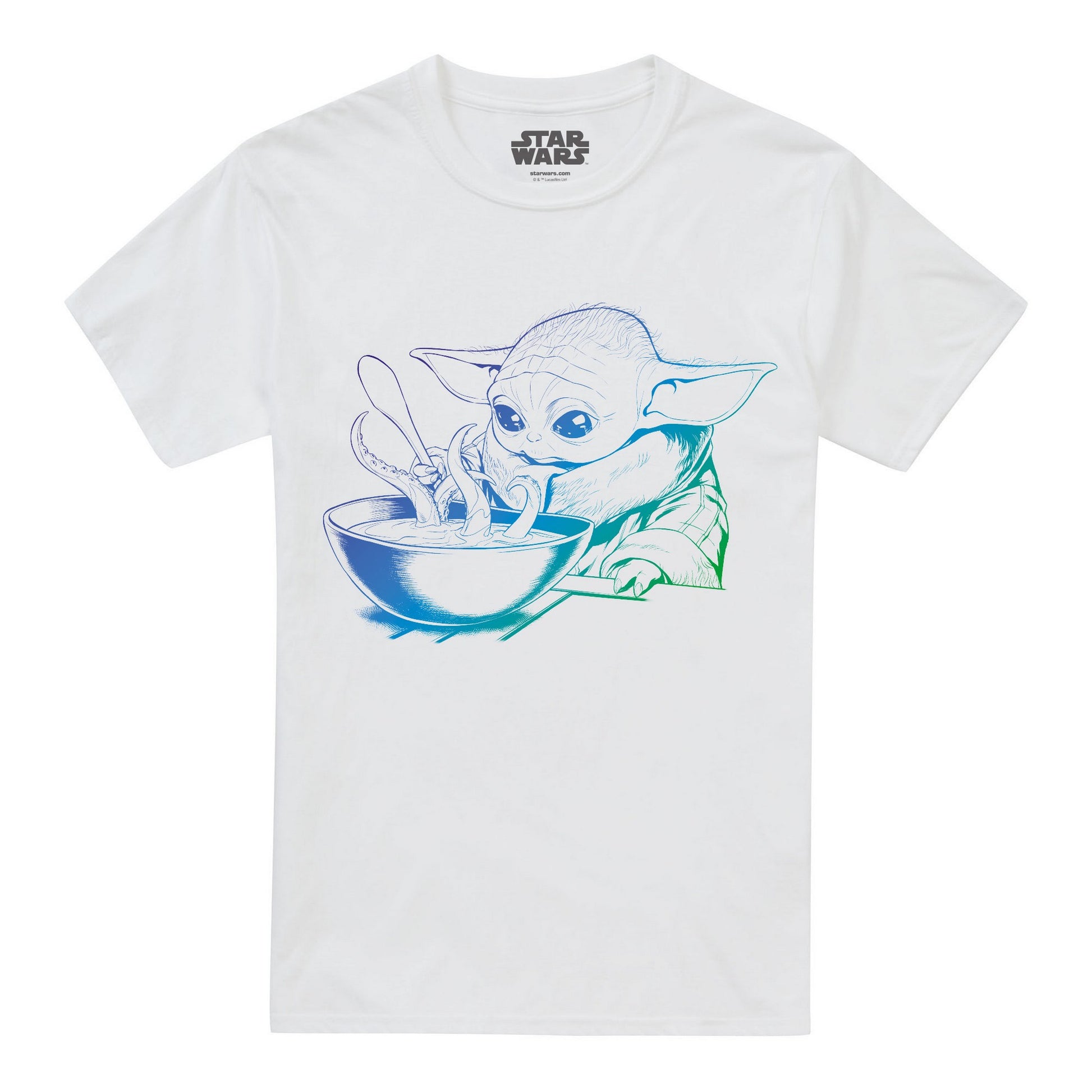White - Front - Star Wars Mandalorian Mens Grogu Gradient T-Shirt