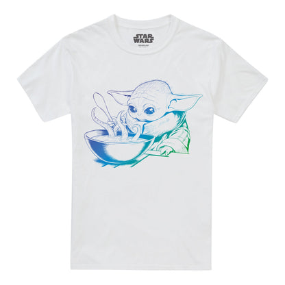 White - Front - Star Wars Mandalorian Mens Grogu Gradient T-Shirt