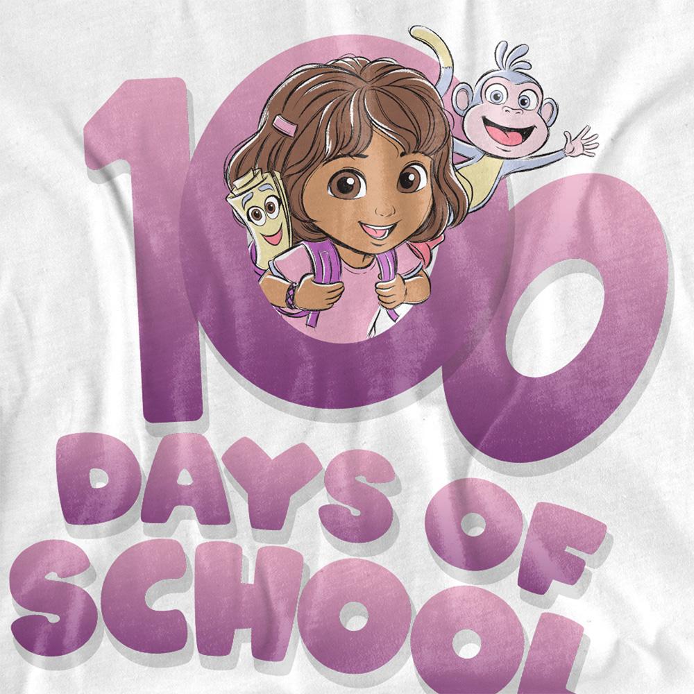 White - Side - Dora The Explorer Womens-Ladies 100 Days T-Shirt