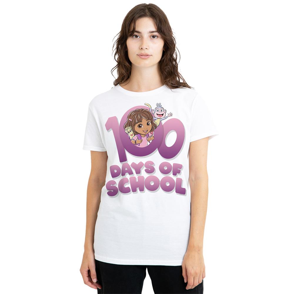 White - Lifestyle - Dora The Explorer Womens-Ladies 100 Days T-Shirt