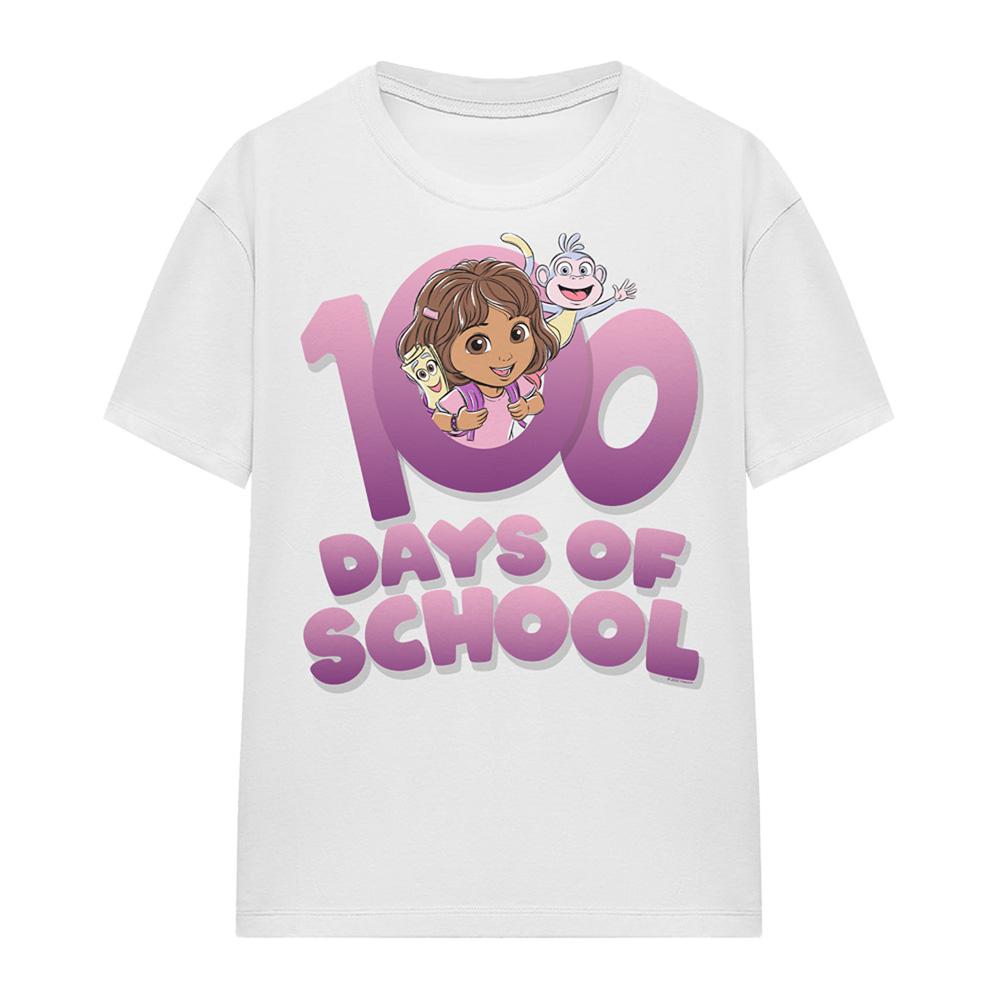 White - Front - Dora The Explorer Womens-Ladies 100 Days T-Shirt