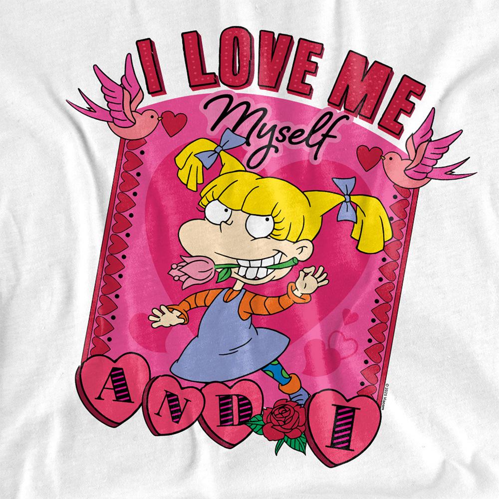 White - Side - Rugrats Womens-Ladies I Love Me Myself And I Angelica Valentine`s Day T-Shirt