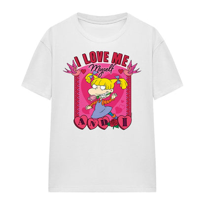 White - Front - Rugrats Womens-Ladies I Love Me Myself And I Angelica Valentine`s Day T-Shirt