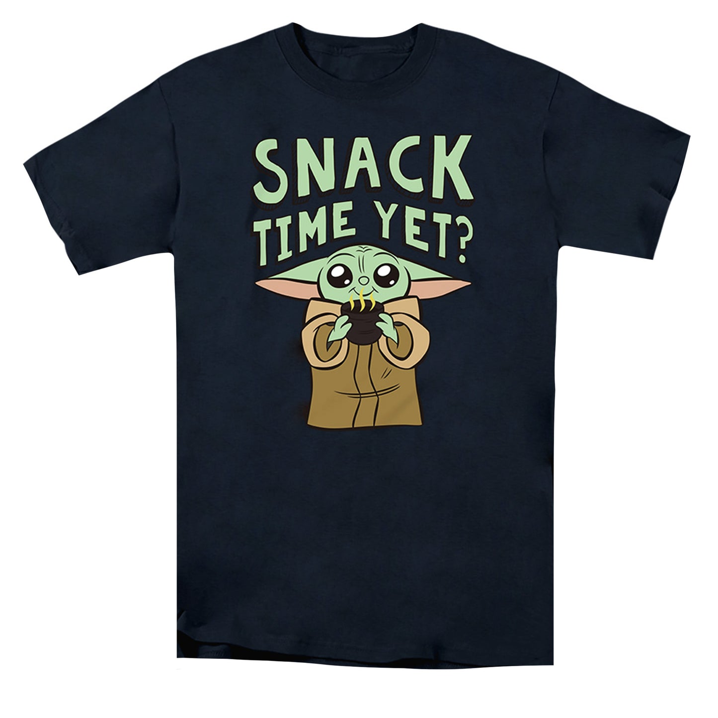 Navy - Front - Star Wars Mandalorian Mens Snack Time Yet? Grogu T-Shirt