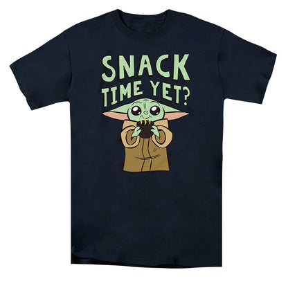 Navy - Front - Star Wars Mandalorian Mens Snack Time Yet? Grogu T-Shirt