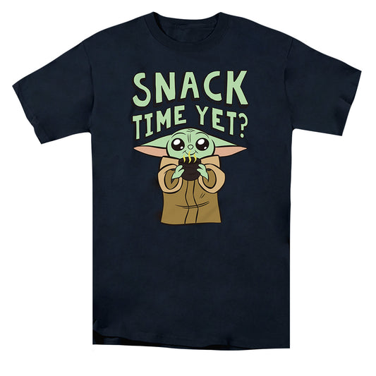 Navy - Front - Star Wars Mandalorian Mens Snack Time Yet? Grogu T-Shirt