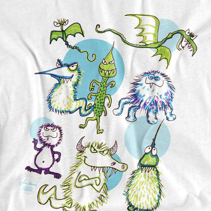 White - Side - Jim Henson Womens-Ladies Monster Doodles T-Shirt