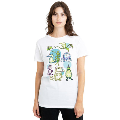 White - Lifestyle - Jim Henson Womens-Ladies Monster Doodles T-Shirt