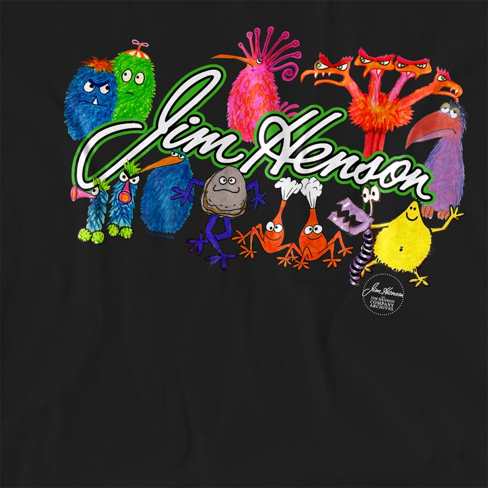 Black - Side - Jim Henson Womens-Ladies Sketch Collage T-Shirt