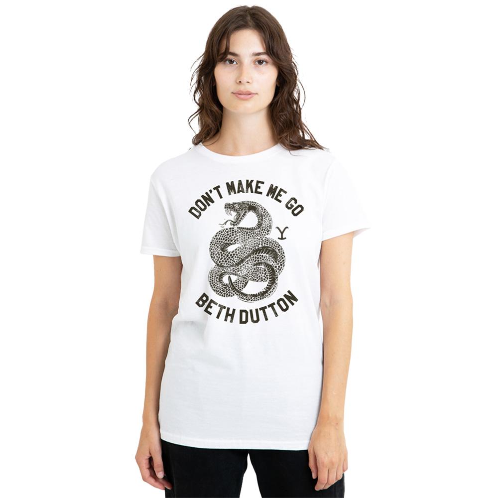 White - Lifestyle - Yellowstone Womens-Ladies Don´t Make Me Go Beth Dutton T-Shirt