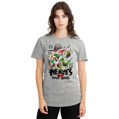 Athletic Heather - Lifestyle - Teenage Mutant Ninja Turtles: Mutant Mayhem Womens-Ladies Heroes In A Half Shell T-Shirt