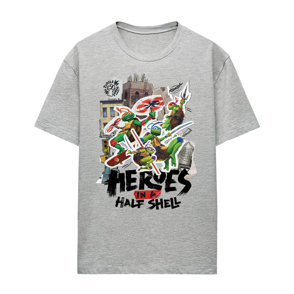 Athletic Heather - Front - Teenage Mutant Ninja Turtles: Mutant Mayhem Womens-Ladies Heroes In A Half Shell T-Shirt