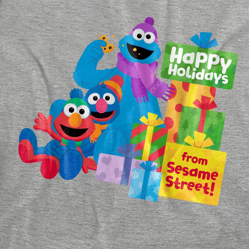 Athletic Heather - Side - Sesame Street Womens-Ladies Happy Holidays Gifts T-Shirt