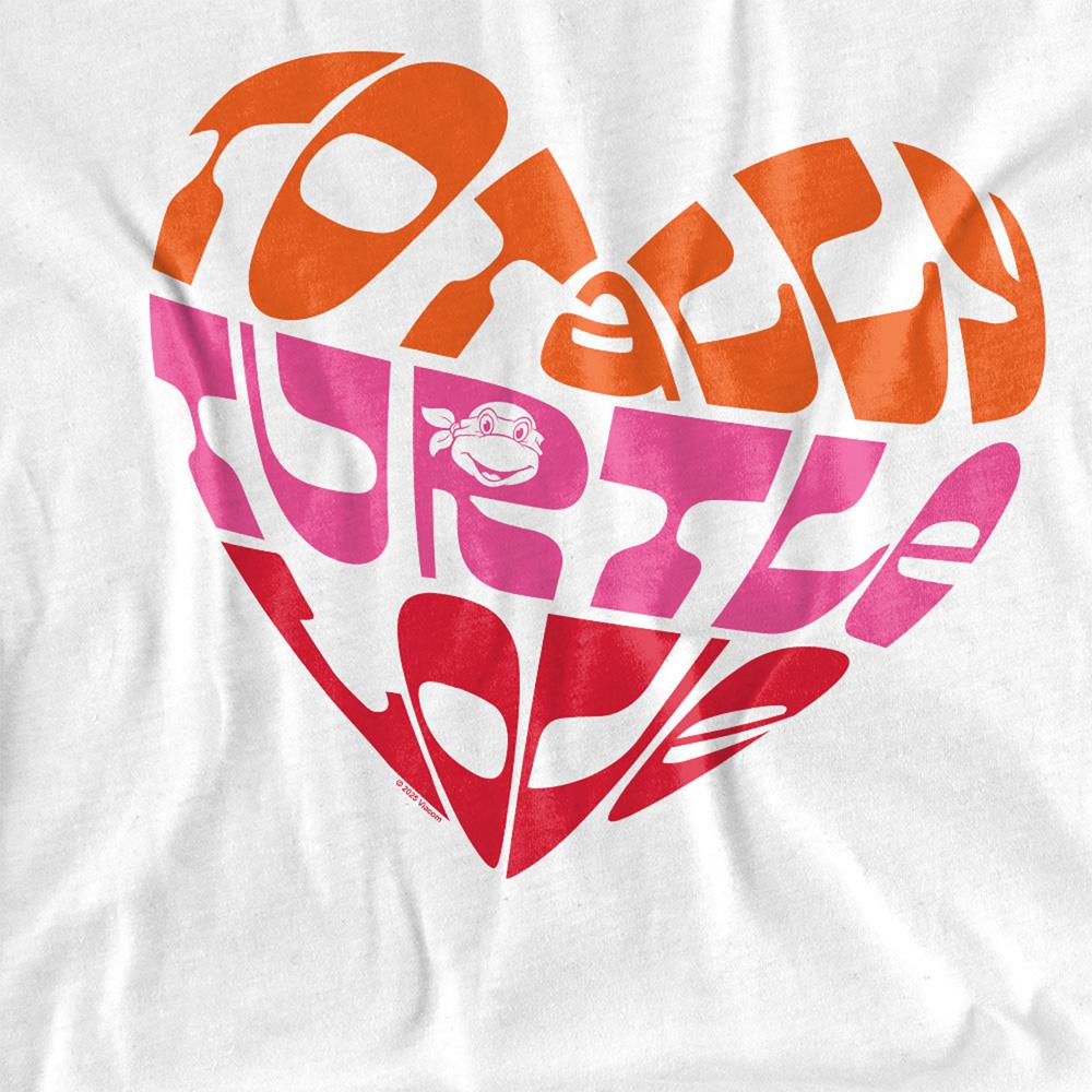 White - Side - Teenage Mutant Ninja Turtles Womens-Ladies Valentine´S Totally Turtle Love T-Shirt
