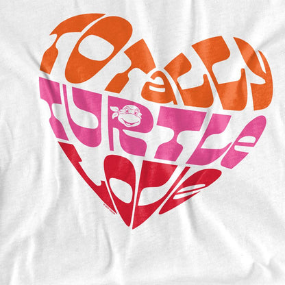 White - Side - Teenage Mutant Ninja Turtles Womens-Ladies Valentine´S Totally Turtle Love T-Shirt