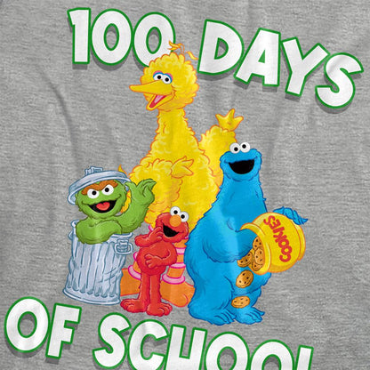 Athletic Heather - Side - Sesame Street Womens-Ladies 100 Days Of School T-Shirt