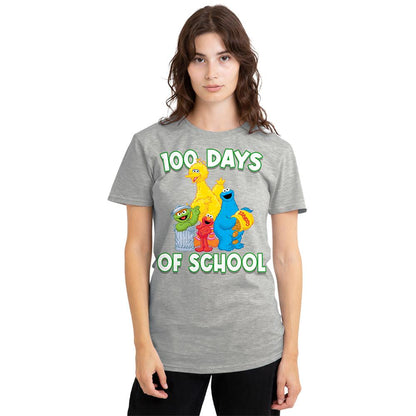 Athletic Heather - Lifestyle - Sesame Street Womens-Ladies 100 Days Of School T-Shirt