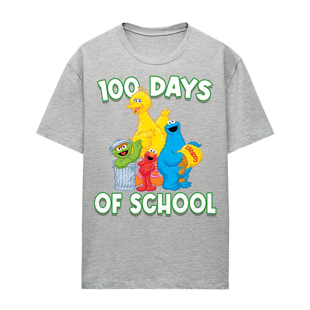 Athletic Heather - Front - Sesame Street Womens-Ladies 100 Days Of School T-Shirt