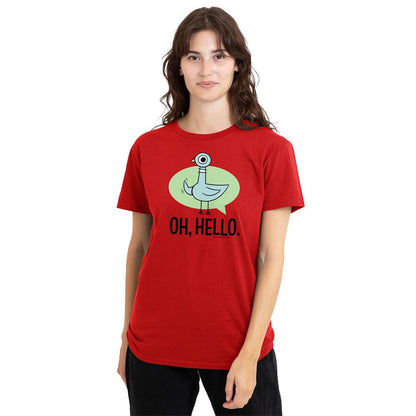 Athletic Heather - Back - The Pigeon Womens-Ladies Oh Hello T-Shirt