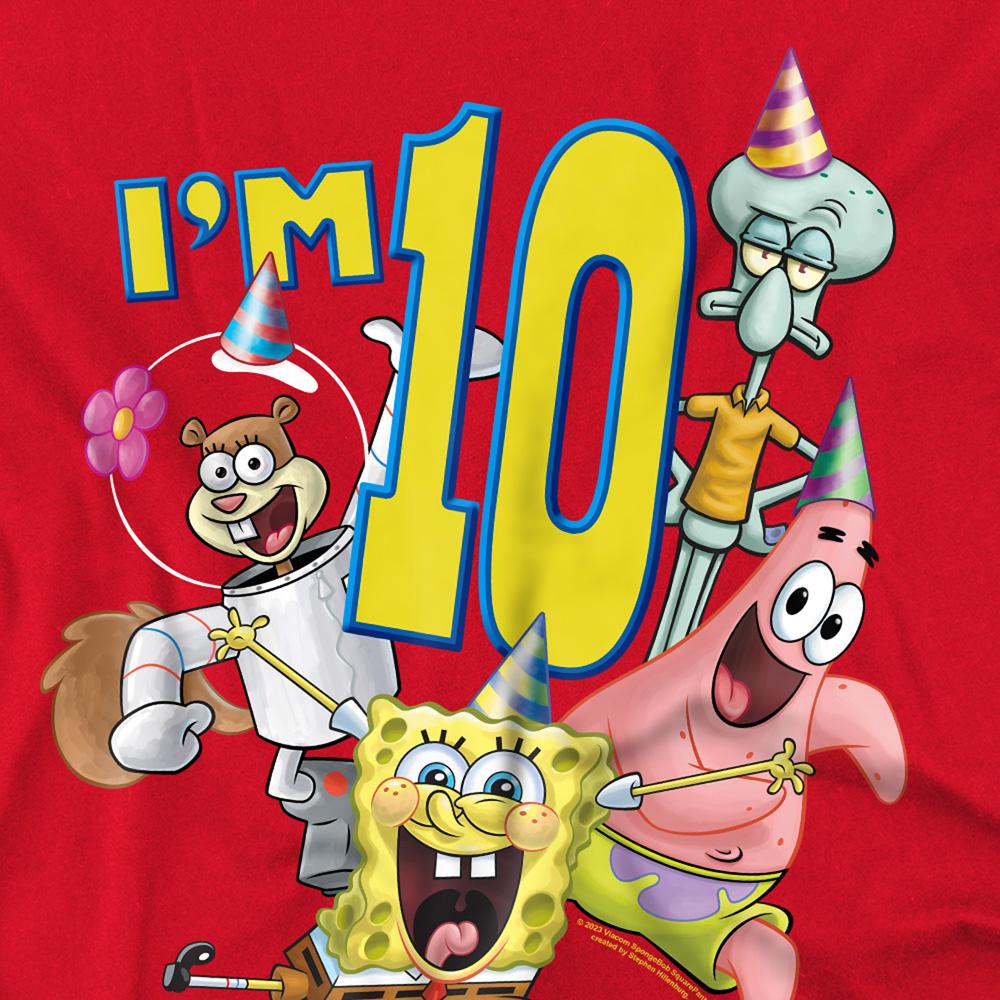 Red - Pack Shot - SpongeBob SquarePants Unisex Adult I´m 10 T-Shirt