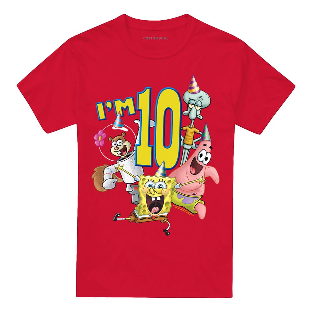 Red - Front - SpongeBob SquarePants Unisex Adult I´m 10 T-Shirt
