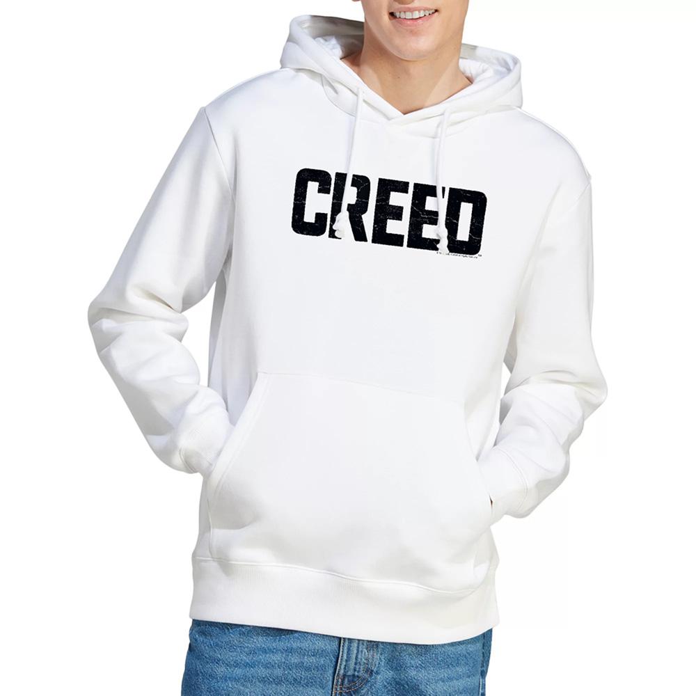 White - Side - Creed Unisex Adult Cracked Logo Hoodie