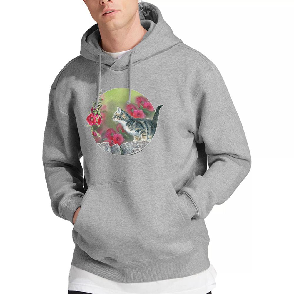 Athletic Heather - Side - Wild Wings Unisex Adult Floral Kitten Hoodie