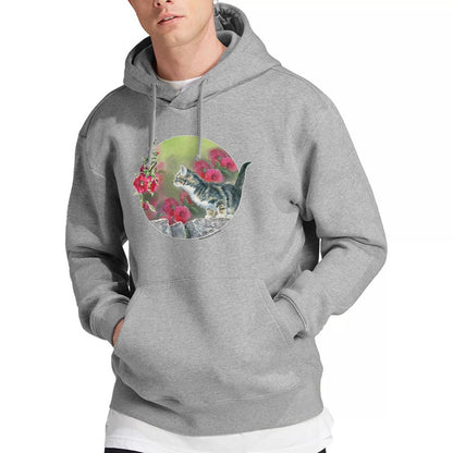 Athletic Heather - Side - Wild Wings Unisex Adult Floral Kitten Hoodie