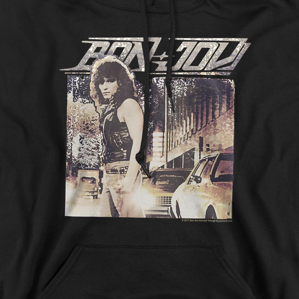 Black - Side - Bon Jovi Unisex Adult Runaway Jon Hoodie