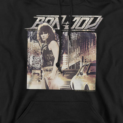 Black - Side - Bon Jovi Unisex Adult Runaway Jon Hoodie
