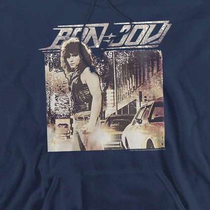 Navy - Side - Bon Jovi Unisex Adult Runaway Jon Hoodie