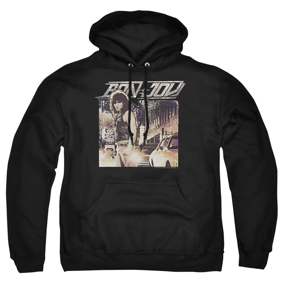 Black - Front - Bon Jovi Unisex Adult Runaway Jon Hoodie