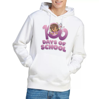 White - Side - Dora The Explorer Unisex Adult 100 Days Hoodie