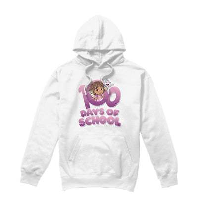 White - Front - Dora The Explorer Unisex Adult 100 Days Hoodie