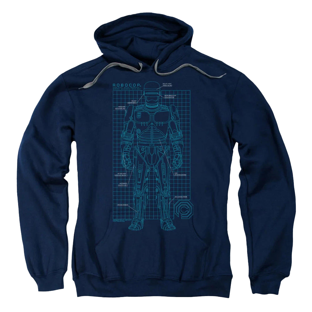 Navy - Front - Robocop Unisex Adult Schematic Hoodie