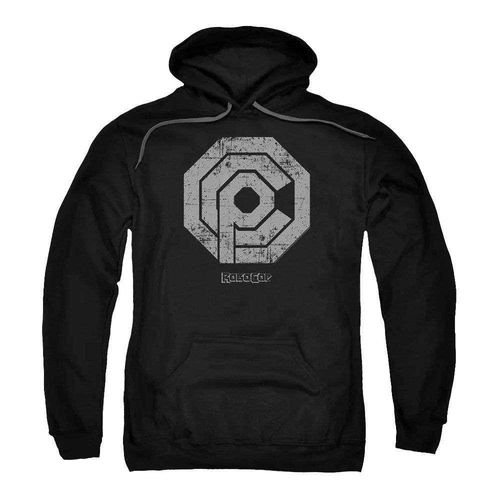 Black - Front - Robocop Unisex Adult Distressed Logo Hoodie