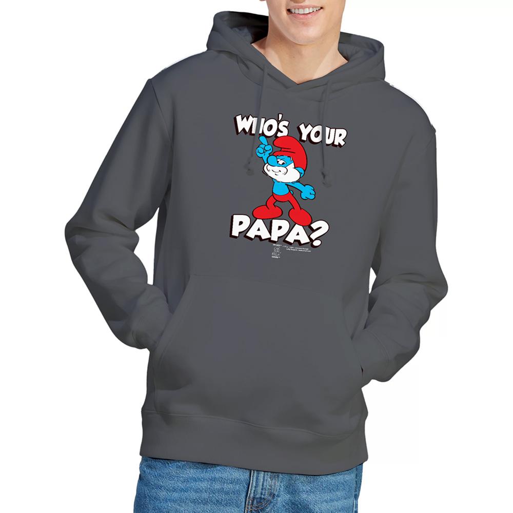 Charcoal - Side - The Smurfs Unisex Adult Who´S Your Papa Smurf Hoodie