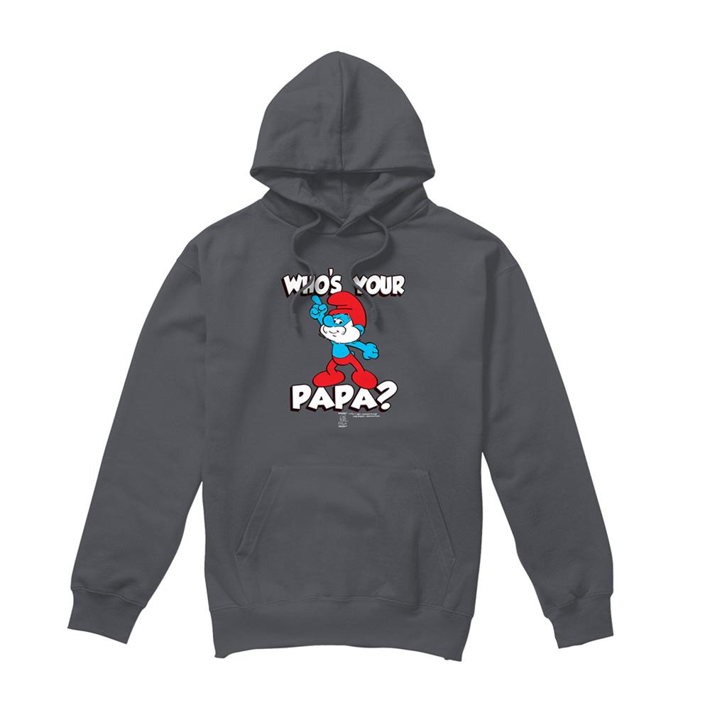 Charcoal - Front - The Smurfs Unisex Adult Who´S Your Papa Smurf Hoodie