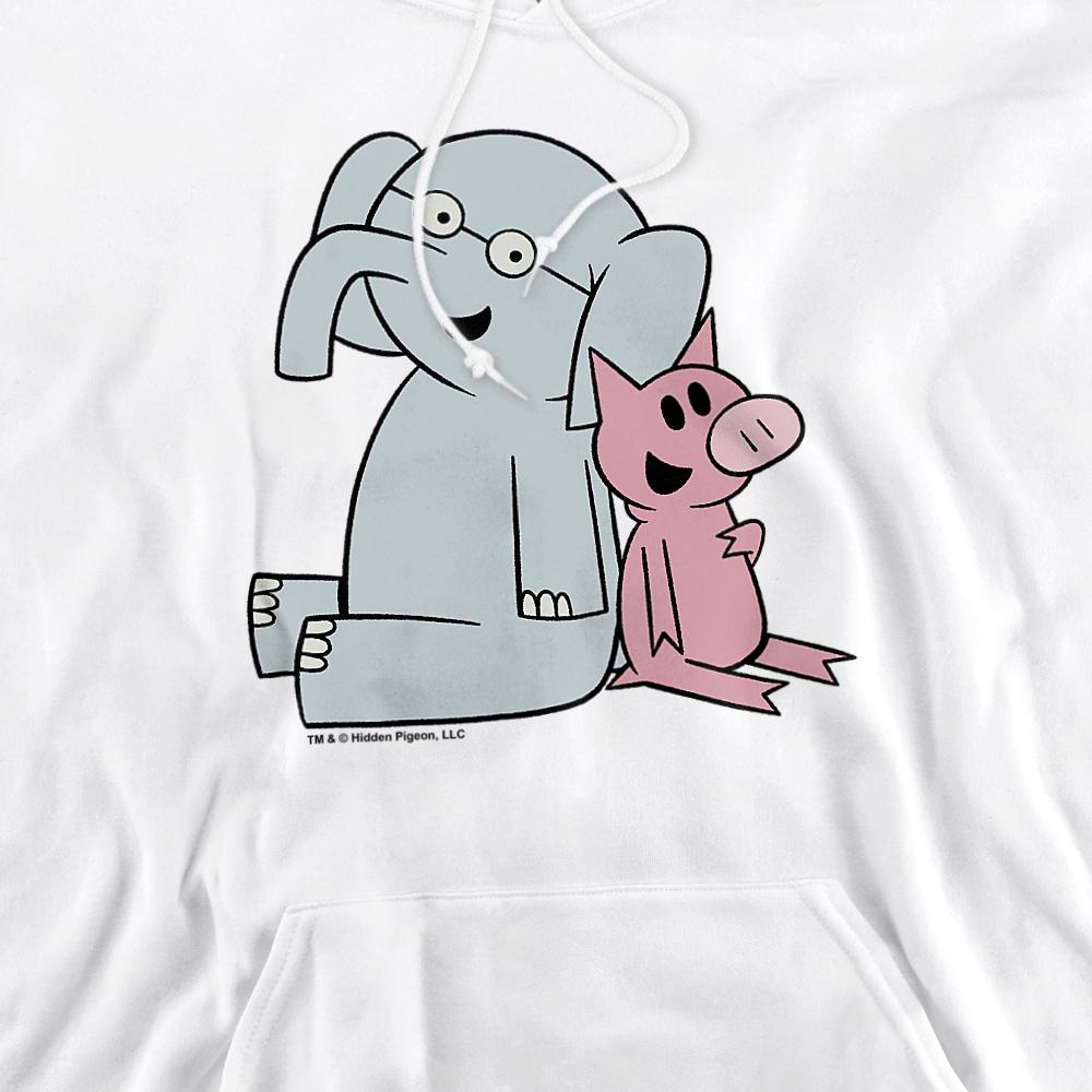 White - Side - Elephant & Piggie Unisex Adult Logo Hoodie