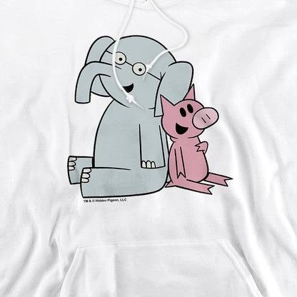 White - Side - Elephant & Piggie Unisex Adult Logo Hoodie