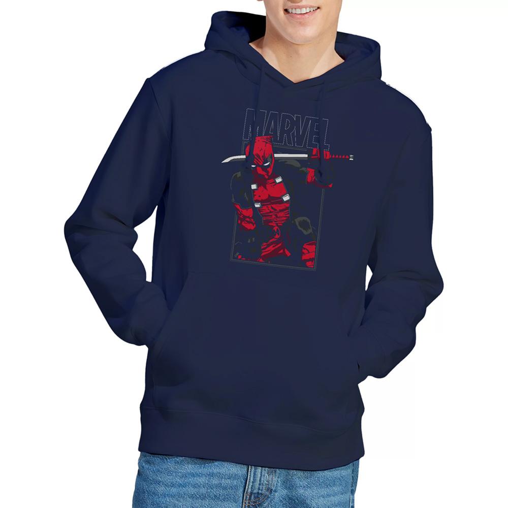 Navy - Side - Deadpool Unisex Adult Sword Hoodie