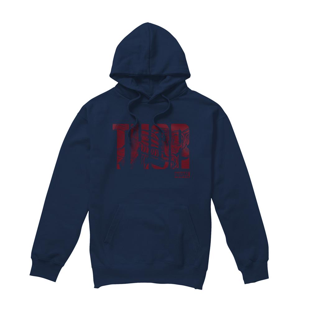 Navy - Front - Thor Unisex Adult Text Hoodie