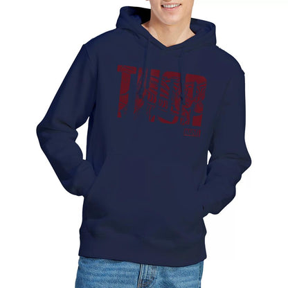 Navy - Side - Thor Unisex Adult Text Hoodie