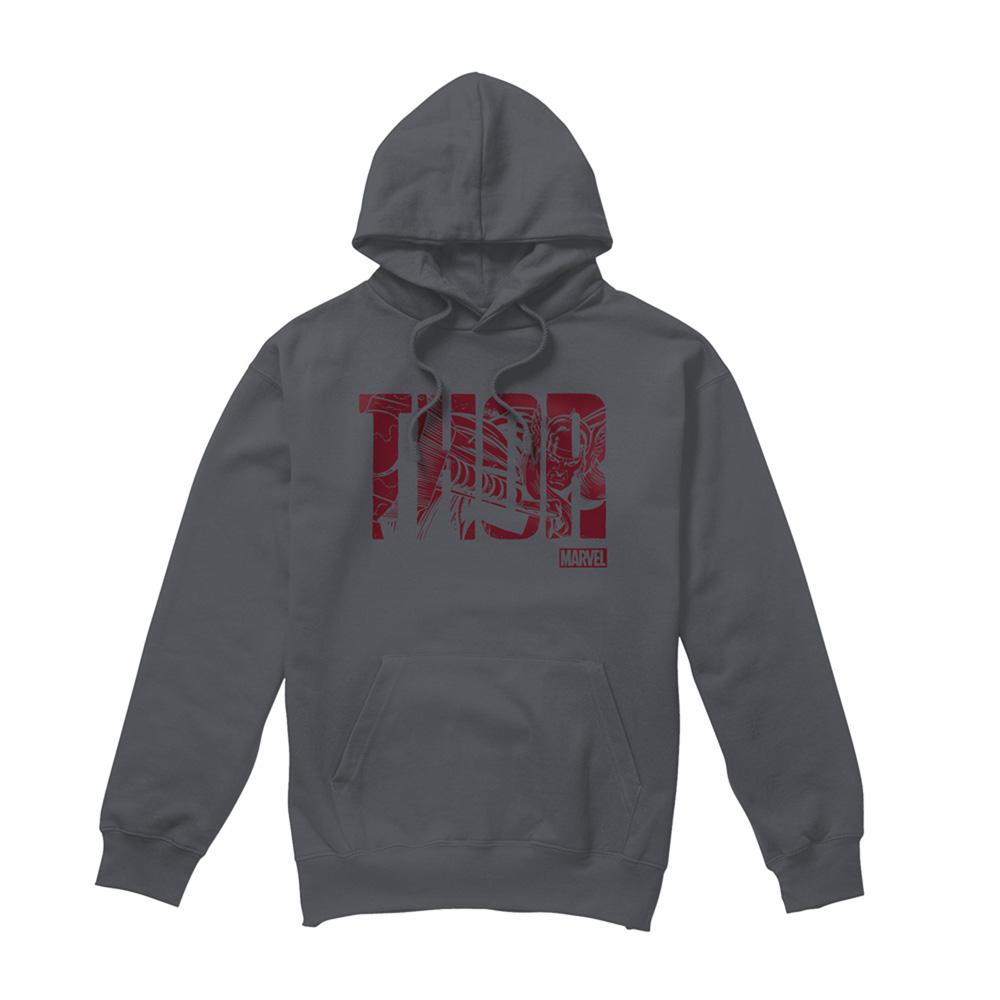 Charcoal - Front - Thor Unisex Adult Text Hoodie