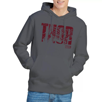 Charcoal - Side - Thor Unisex Adult Text Hoodie