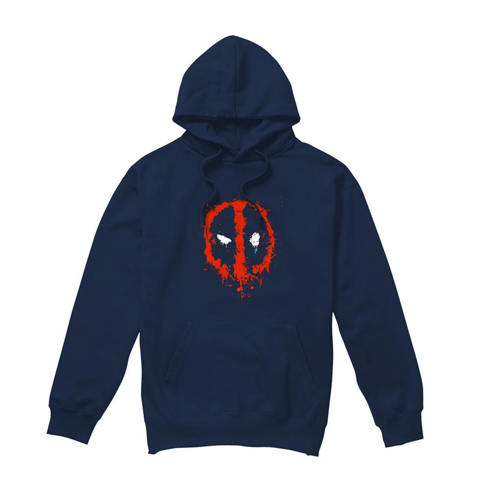 Navy - Front - Deadpool Unisex Adult Painted Logo Hoodie